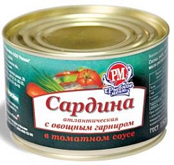 Сардина атл.в т/с с овощ.гарниром 250г